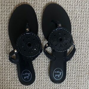 Jack Rogers Georgica Jelly Medallion Thong Sandals – Black, Sz 9